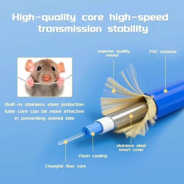 Alt view image 4 of 7 - Fiber Optic Internet Cable 10Meters/32ft Indoor Armored SC/UPC to SC/APC Fiber Patch Cable, Single Mode Fiber Jumper Simplex - 9/125m -OS1/OS2 Compatible,LSZH Blue