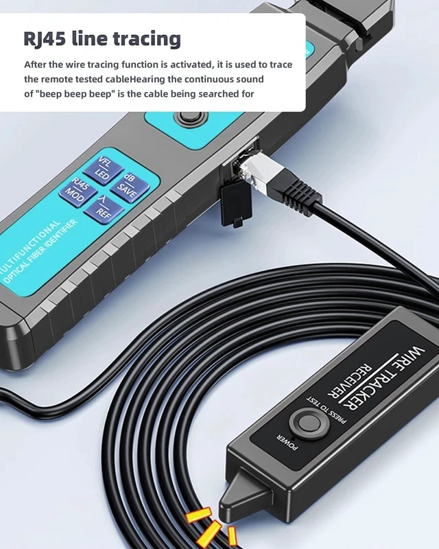 Alt view image 3 of 7 - Fiber Optic Identifier with Power Meter & Red Light Source Battery-Powered, -70-10dBm, 5-in-1 Clamp, Cable Tracer, Direction Finder for Single-Mode & Multi-Mode Fibers