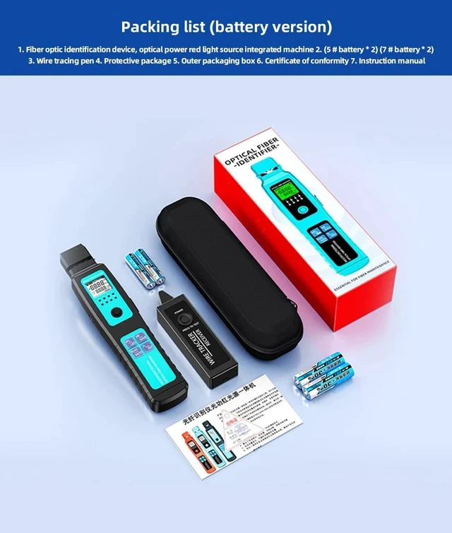 Alt view image 7 of 7 - Fiber Optic Identifier with Power Meter & Red Light Source Battery-Powered, -70-10dBm, 5-in-1 Clamp, Cable Tracer, Direction Finder for Single-Mode & Multi-Mode Fibers