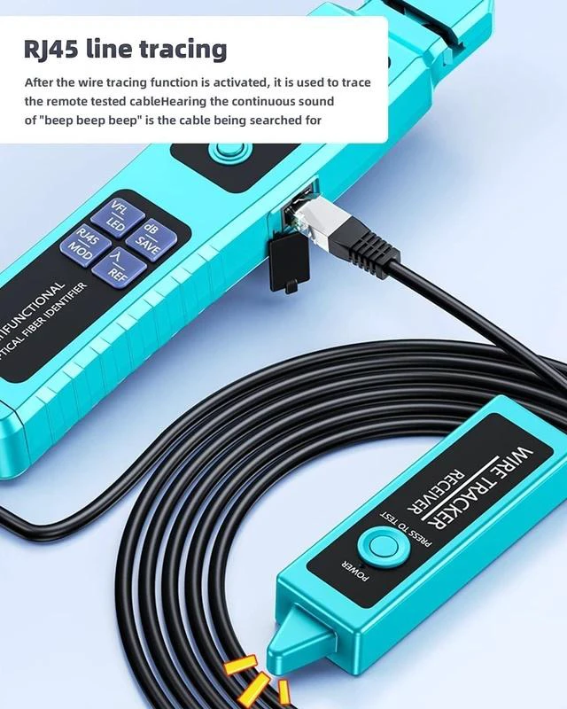 Alt view image 3 of 7 - Fiber Optic Identifier with Power Meter Red Light Source, -50-26dBm 5-in-1 Multifunctional Fiber Direction Finder Tester Kit, Single-Mode Multi-Mode Detector with Cable Tracer Rechargeable