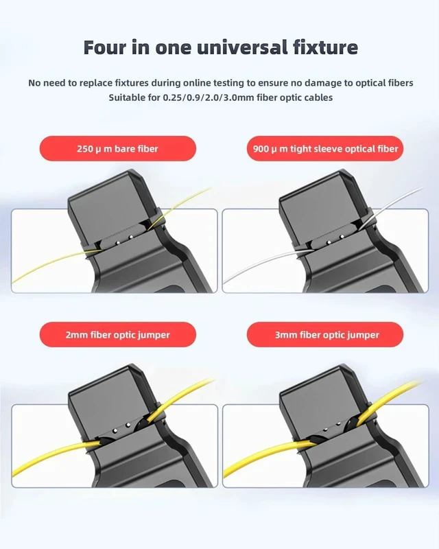 Alt view image 4 of 7 - Fiber Optic Identifier with Power Meter & Red Light Source Battery-Powered, -70-10dBm, 5-in-1 Clamp, Cable Tracer, Direction Finder for Single-Mode & Multi-Mode Fibers