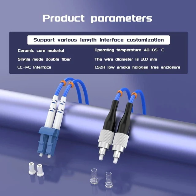 Alt view image 5 of 7 - 25Meters, LC to FC, Armored Single Mode Duplex Fiber Optic Cables LC-FC Patch Cord Jumper SM SX 82FT Blue