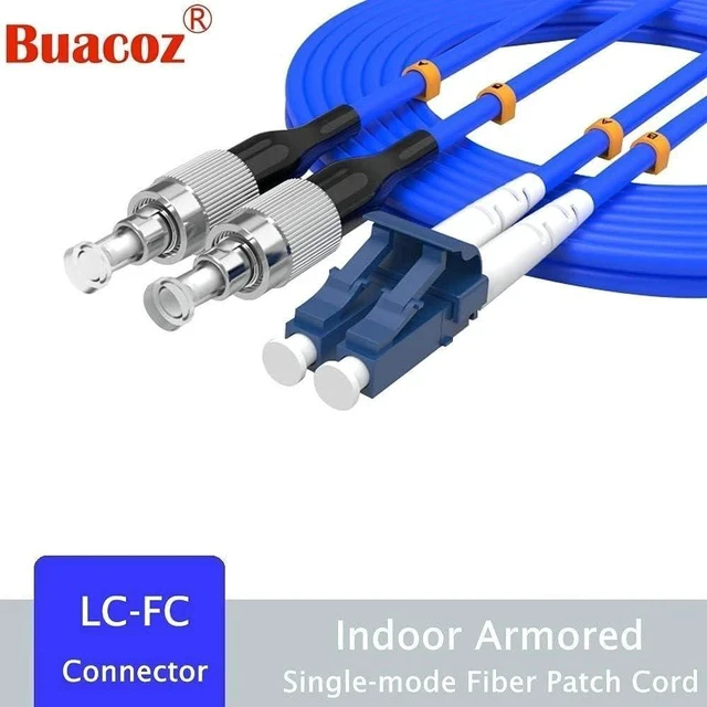 Alt view image 7 of 7 - 25Meters, LC to FC, Armored Single Mode Duplex Fiber Optic Cables LC-FC Patch Cord Jumper SM SX 82FT Blue