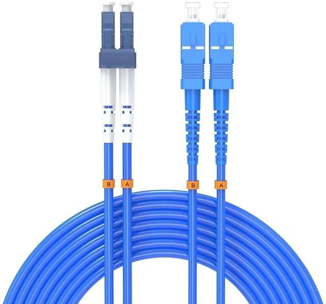 Main image of 100Meters, LC to SC, Armored Single Mode Duplex Fiber Optic Cables LC-SC Patch Cord Jumper SM SX 328FT Blue