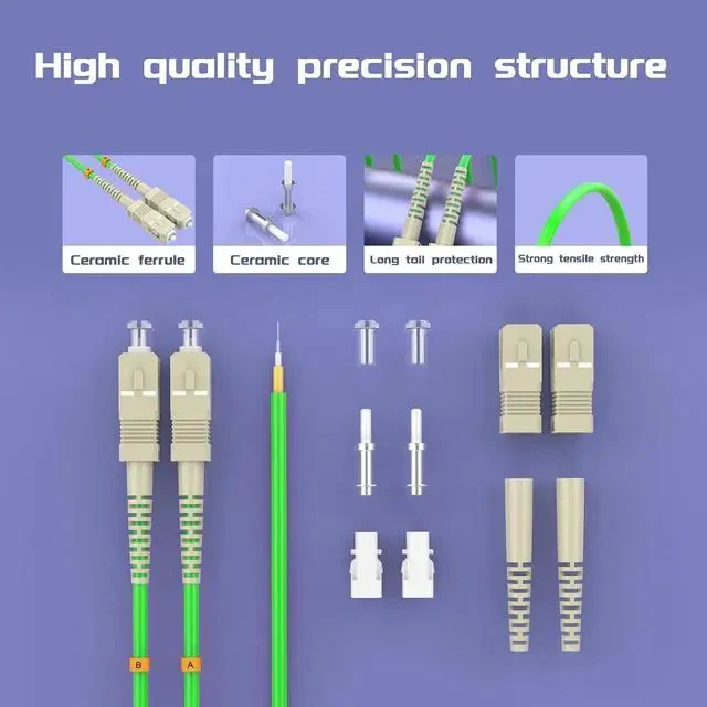 Alt view image 4 of 7 - om5 sc to fc Fiber Patch Cable 8Meters/26.2ft 40Gb/100GB/Gigabit multimode Duplex Jumper UPC MMF 50/125m LSZH Fiber Optic Cord