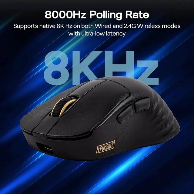 Alt view image 7 of 7 - Carbonis Wireless Gaming Mouse with Digital Display, PAW3950 Sensor, 8K Polling, 30K DPI, Carbon Fiber Composite Shell, Ergonomic Right Hand Esports Mouse for PC Gaming (Black)