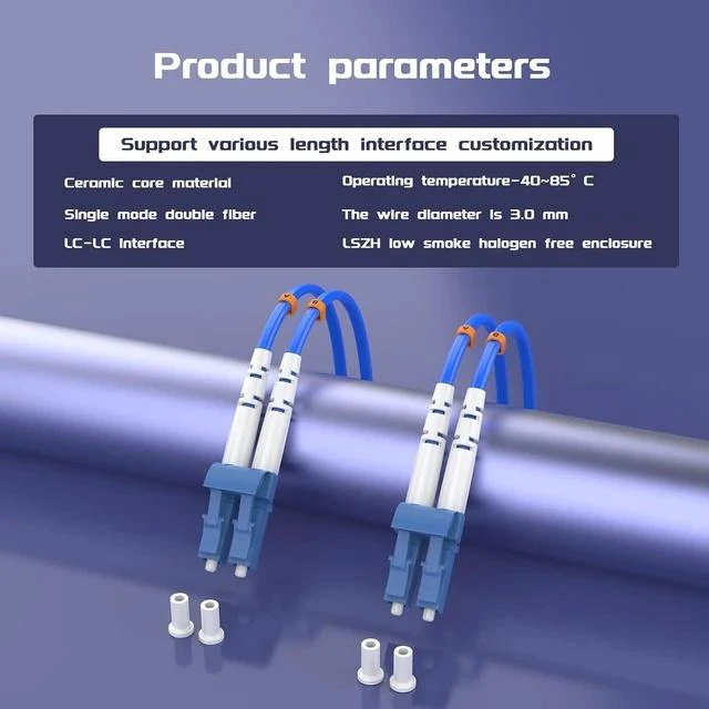 Alt view image 5 of 7 - 7Meters, LC to LC, Armored Single Mode Duplex Fiber Optic Cables LC-LC Patch Cord Jumper SM SX 22.9FT Blue