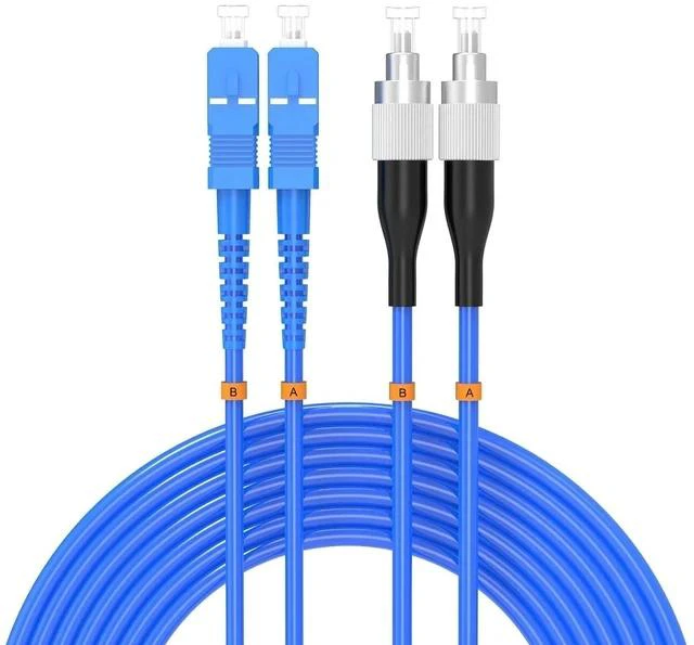 Main image of 35Meters, SC to FC, Armored Single Mode Duplex Fiber Optic Cables SC-FC Patch Cord Jumper SM SX 114FT Blue