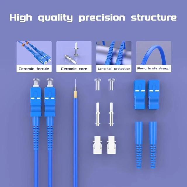 Alt view image 2 of 7 - 35Meters, SC to FC, Armored Single Mode Duplex Fiber Optic Cables SC-FC Patch Cord Jumper SM SX 114FT Blue