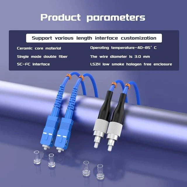 Alt view image 5 of 7 - 35Meters, SC to FC, Armored Single Mode Duplex Fiber Optic Cables SC-FC Patch Cord Jumper SM SX 114FT Blue