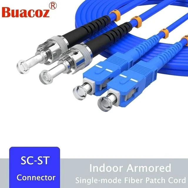 Alt view image 2 of 6 - 20Meters, SC to ST, Armored Single Mode Duplex Fiber Optic Cables SC-ST Patch Cord Jumper SM SX 65.6FT Blue