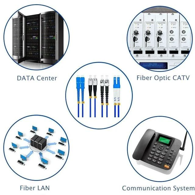 Alt view image 5 of 7 - 35Meters, FC to ST, Armored Single Mode Duplex Fiber Optic Cables FC-ST Patch Cord Jumper SM SX 114FT Blue