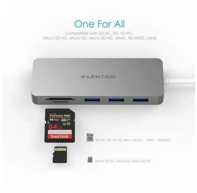 Alt view image 3 of 5 - Hub with USB 3.0 Ports and SD/TF Card Reader Compatible New MacBook Air, 2019-2016 MacBook Pro, Multi-Port Type C Adapter