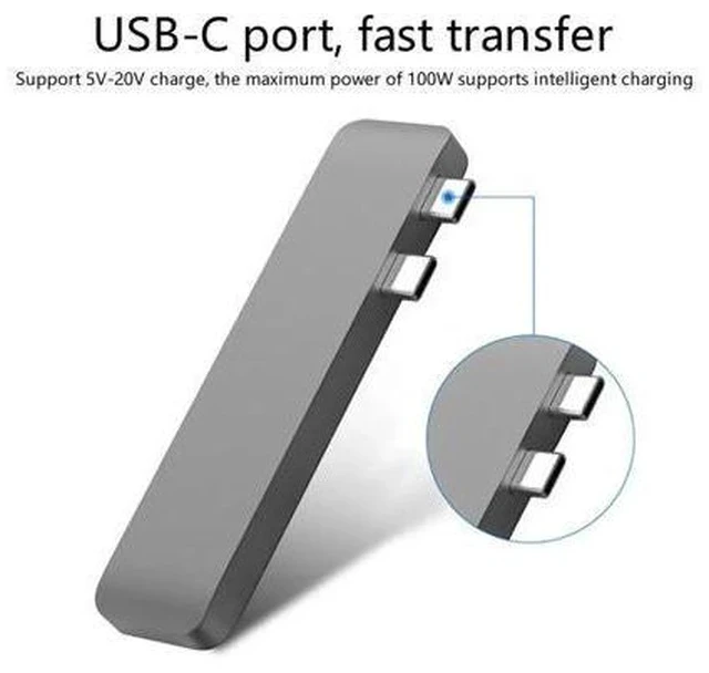 Alt view image 3 of 5 - 3.1 Type-C Hub To Adapter 4K Thunderbolt 3 C Hub with Hub 3.0 TF SD Reader Slot PD for MacBook Pro/Air