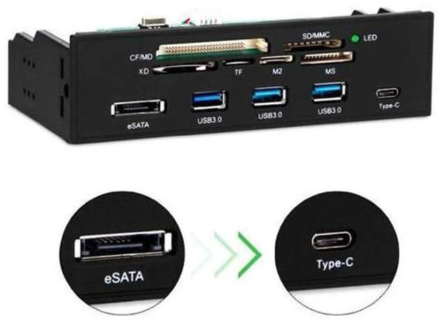 Main image of Card Reader Media Multi-Function Dashboard PC Front Panel Type-C USB 3.1 USB 3.0 Support CF