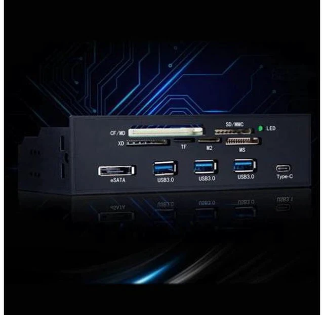 Alt view image 5 of 5 - Card Reader Media Multi-Function Dashboard PC Front Panel Type-C USB 3.1 USB 3.0 Support CF