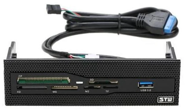 Alt view image 3 of 3 - 5.25 front panel USB 3.0 Internal Card Reader Media Dashboard PC Front Panel All In 1 Card Readers Support CF XD MS M2 TF SD