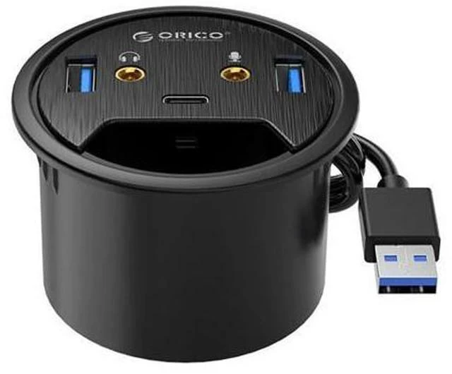 Main image of Desktop Grommet USB 3.0 HUB Type-C Audio Desk Mount Adapter Splitter Multi-Function Power Table Mounting Adapter
