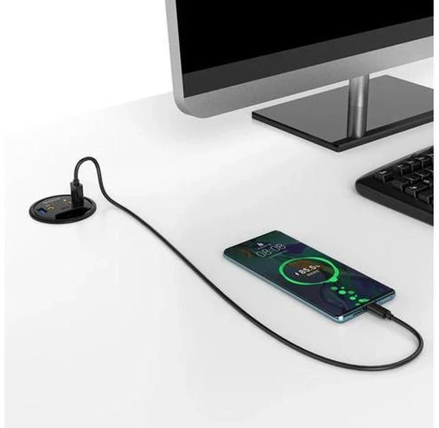 Alt view image 5 of 5 - Desktop Grommet USB 3.0 HUB Type-C Audio Desk Mount Adapter Splitter Multi-Function Power Table Mounting Adapter
