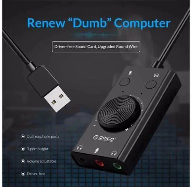Alt view image 2 of 5 - External USB Sound Card Stereo Mic Speaker Headset Audio Jack 3.5mm Cable Adapter Mute Switch Volume Adjustment Free Drive
