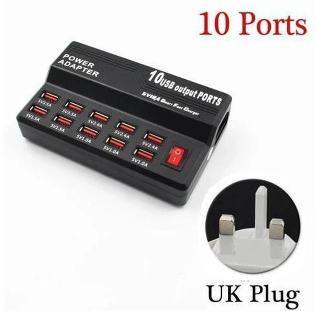 Alt view image 5 of 5 - USB Hub 10 Ports 5V Fast Charging Hub Station Wall Travel Desktop Power Adapter For Tablet Pad Phones Charger 10 Port