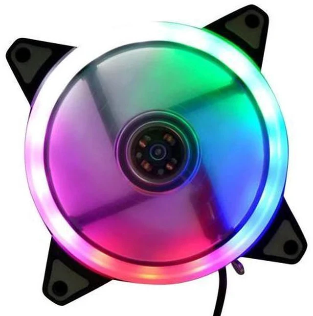 Alt view image 3 of 5 - CPU 120mm LED Cooling Fan 12V 4Pin to 3Pin RGB Ultra Quiet Computer Cooler ND998