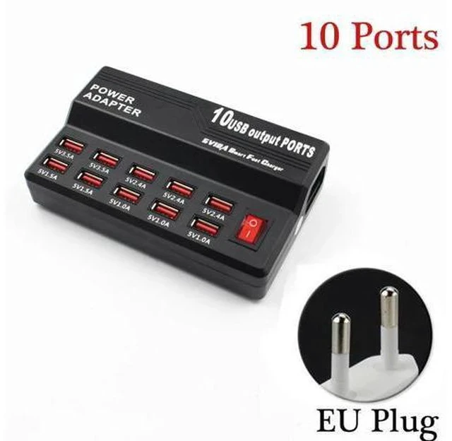 Alt view image 4 of 5 - USB Hub 10 Ports 5V Fast Charging Hub Station Wall Travel Desktop Power Adapter For Tablet Pad Phones Charger 10 Port