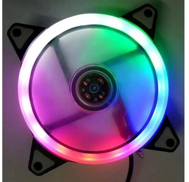 Alt view image 5 of 5 - CPU 120mm LED Cooling Fan 12V 4Pin to 3Pin RGB Ultra Quiet Computer Cooler ND998