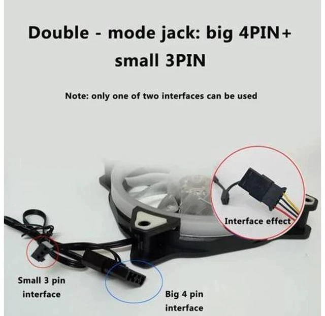 Alt view image 4 of 5 - CPU 120mm LED Cooling Fan 12V 4Pin to 3Pin RGB Ultra Quiet Computer Cooler ND998