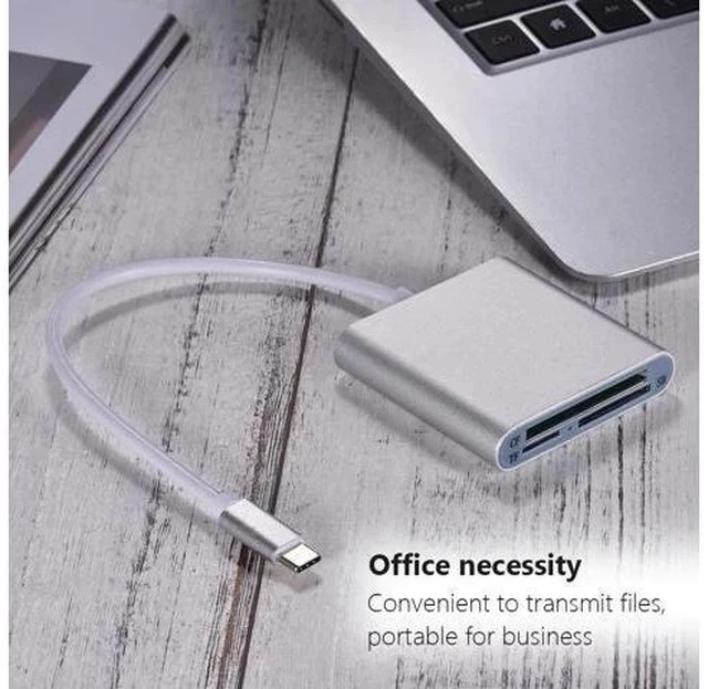 Alt view image 5 of 7 - Type-C Card Reader USB 3.0 Card Reader 3-in-1 TF/SD/CF Card Reader Aluminum Alloy Card Reader Silver