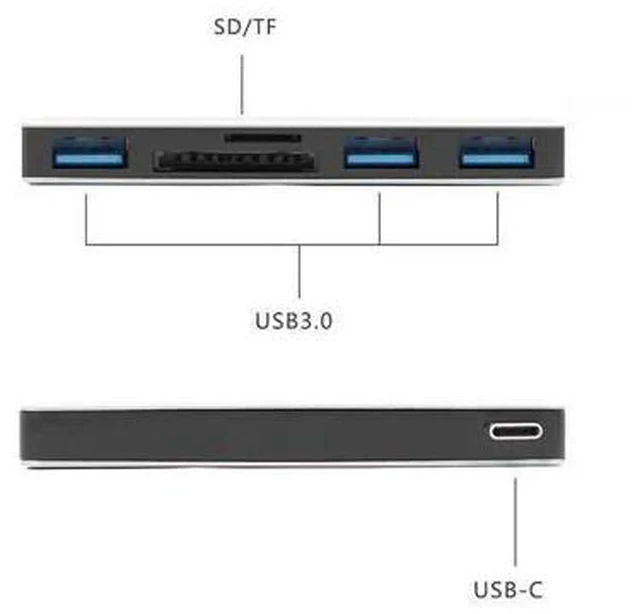 Alt view image 2 of 5 - 5-in-1 USB3.0 Hub Type-C Adaptor Card Reader for Laptop PC Mole HDD Flash Drive 5-in-1 USB3.0 Hub r30
