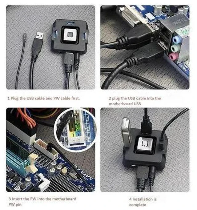 Alt view image 3 of 7 - Desktop PC Computer Case Power Supply on/off Reset HDD Push Button Switch Household Office Hotel Extension r57