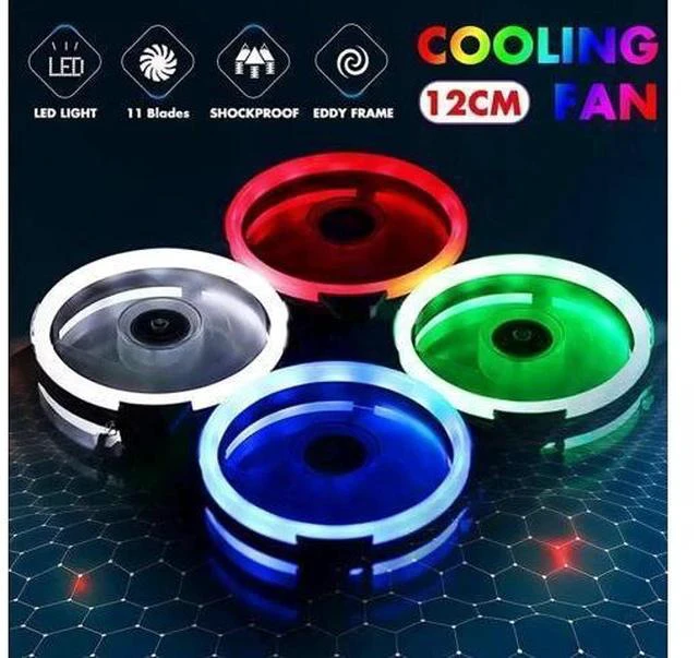 Alt view image 6 of 7 - 120mm Cooling Fan PC Computer Fan Quad 4 LED Light PC Computer Case Cooling Fan Mod Quiet Molex Connector Easy Installed Fan 12V