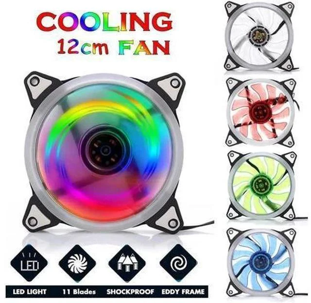 Alt view image 7 of 7 - 120mm Cooling Fan PC Computer Fan Quad 4 LED Light PC Computer Case Cooling Fan Mod Quiet Molex Connector Easy Installed Fan 12V