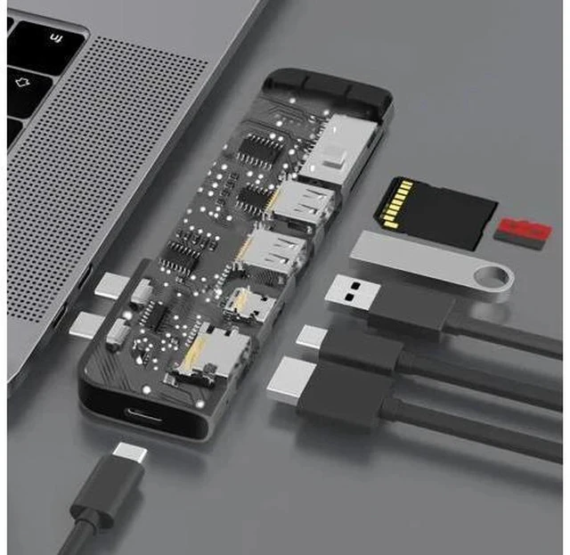 Alt view image 2 of 5 - 3.1 Type-C Hub To Adapter 4K Thunderbolt 3 C Hub with Hub 3.0 TF SD Reader Slot PD for MacBook Pro/Air 2018/2019
