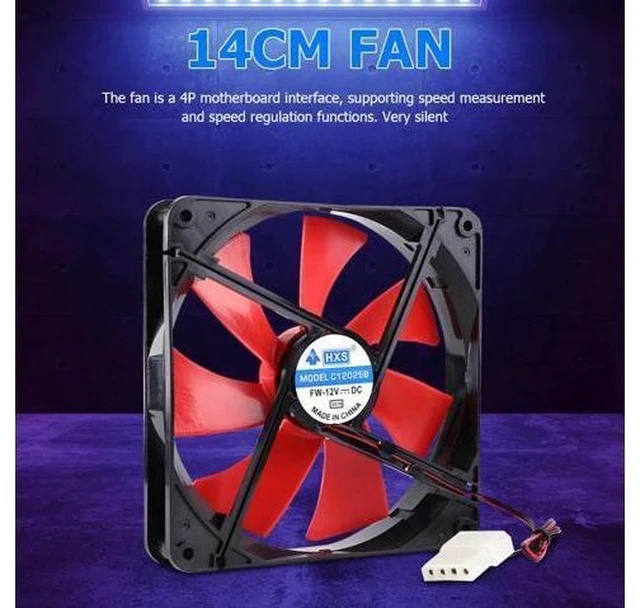 Alt view image 3 of 7 - 140mm 4 Pin Speed Adjustable Silent PC Case Cooling Fan CPU Cooler Fan 12V Computer Case Fan CPU Cooler Fan