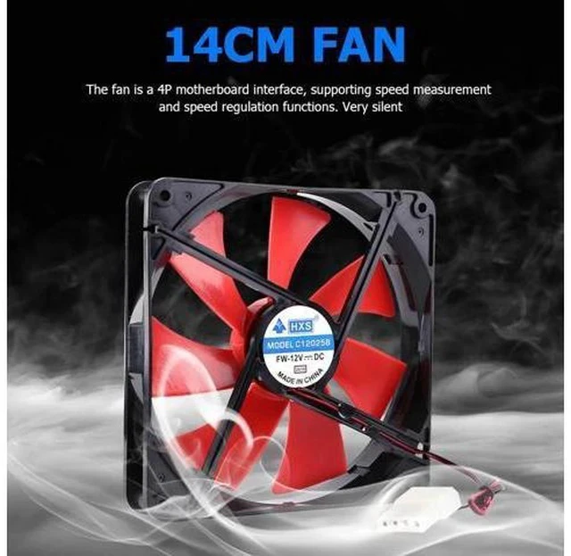 Alt view image 4 of 7 - 140mm 4 Pin Speed Adjustable Silent PC Case Cooling Fan CPU Cooler Fan 12V Computer Case Fan CPU Cooler Fan