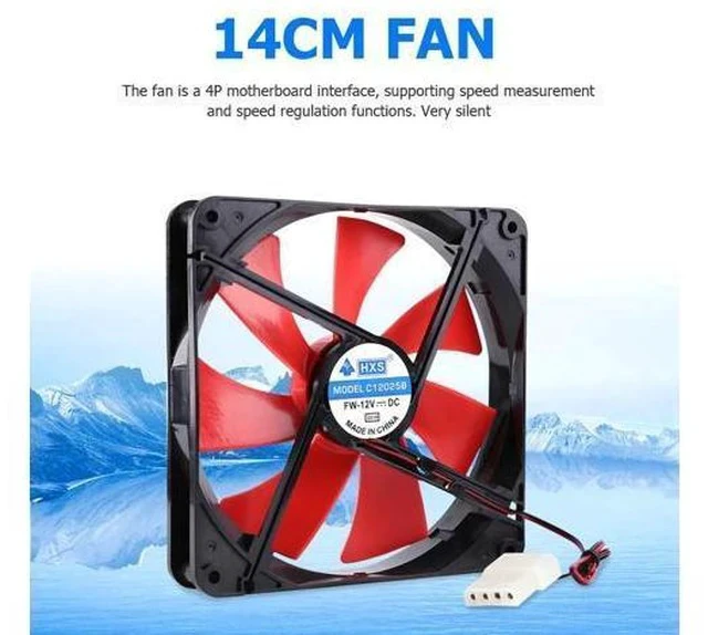 Alt view image 6 of 7 - 140mm 4 Pin Speed Adjustable Silent PC Case Cooling Fan CPU Cooler Fan 12V Computer Case Fan CPU Cooler Fan