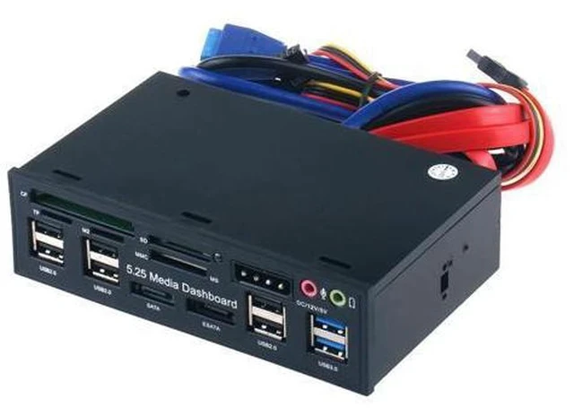 Alt view image 4 of 7 - USB 3.0 Hub ESATA SATA Port Internal Card Reader PC Media Front Panel Audio For SD MS CF TF M2 MMC Memory Cards