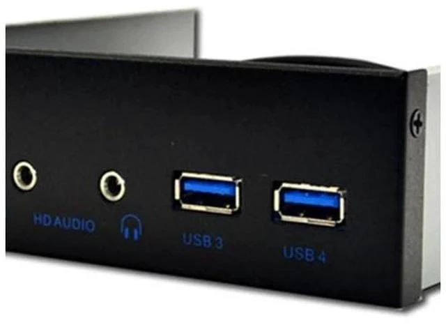 Main image of 5.25 Inch Desktop Pc Case Internal Front Panel Usb Hub 2 Ports Usb 3.0 And 2 Ports Usb 2.0 With Hd Audio Port 20 Pin Connector