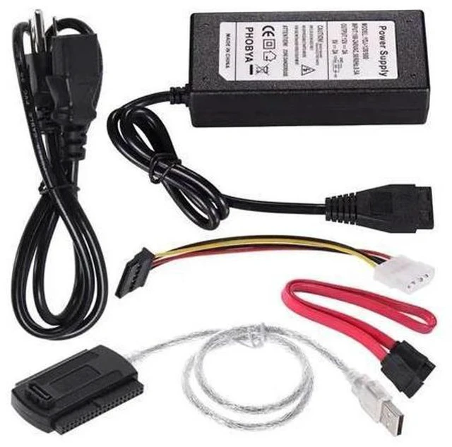 Main image of SATA PATA IDE Drive to USB 2.0 Adapter Converter Cable for Hard Drive Disk HDD 2.5" 3.5" with External AC Power Adapter