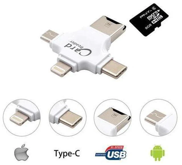 Alt view image 2 of 7 - 4 in 1 Card Reader Type C Micro USB Adapter Micro SD Card Reader Card for iPhone / iPad Smart OTG