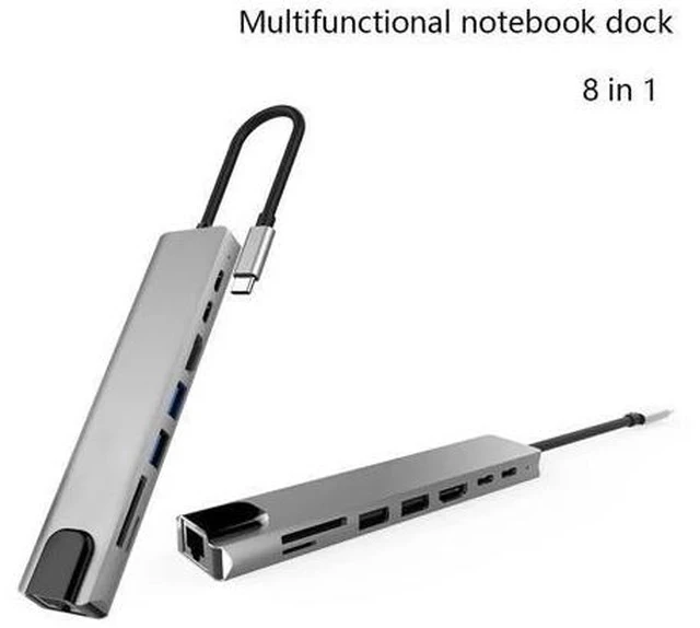 Alt view image 2 of 6 - 6 in 1 USB 3.0 High Speed Ports Type-C Hub Usb-C to 4K 30HZ HD Laptop Rj45 Gigat Ethernet Network PD Hub