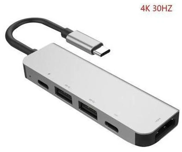 Alt view image 3 of 6 - 6 in 1 USB 3.0 High Speed Ports Type-C Hub Usb-C to 4K 30HZ HD Laptop Rj45 Gigat Ethernet Network PD Hub