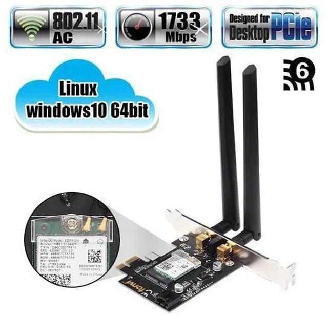 Alt view image 2 of 7 - WiFi Card Wireless Bluetooth Adapter Dual Band AC2030 PCIe Wireless 9260ac 1730Mbps MU-MIMO WiFi PCI-E 1X Card BT 5.0