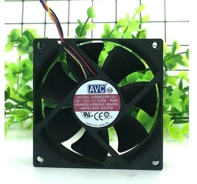 Alt view image 5 of 7 - 2 Pieces New CPU Cooler Fan For DS08025R12U 80*80*25mm 12V 0.7A P158/P197/P209 PC Server Inverter Chassis Cooling 4 Pins 0TJ5T2