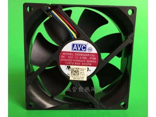 Alt view image 6 of 7 - 2 Pieces New CPU Cooler Fan For DS08025R12U 80*80*25mm 12V 0.7A P158/P197/P209 PC Server Inverter Chassis Cooling 4 Pins 0TJ5T2