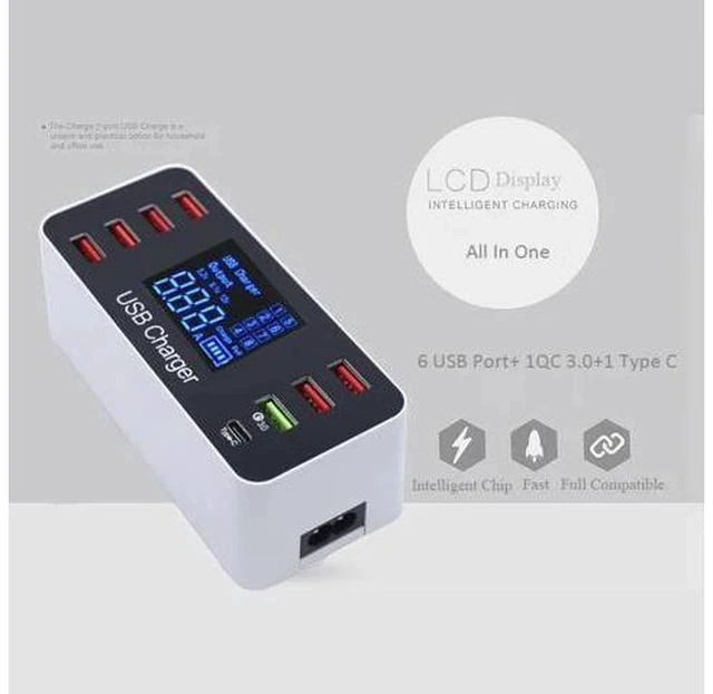 Alt view image 2 of 5 - 8 Port Multi Fast Usb Charger Quick Charge 3.0 Multiple Usb Phone Charging Station Universal Usb Hub Charger Qc 3.0 Led Displa