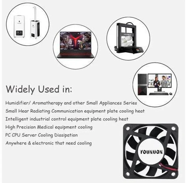 Alt view image 3 of 4 - 2 Pieces 60mm 6015 5V 12V 24V Brushless USB 2PIN 3PIN DC Cooler Fan 60x60x15mm 6015 6cm For Computer PC CPU Case Cooling