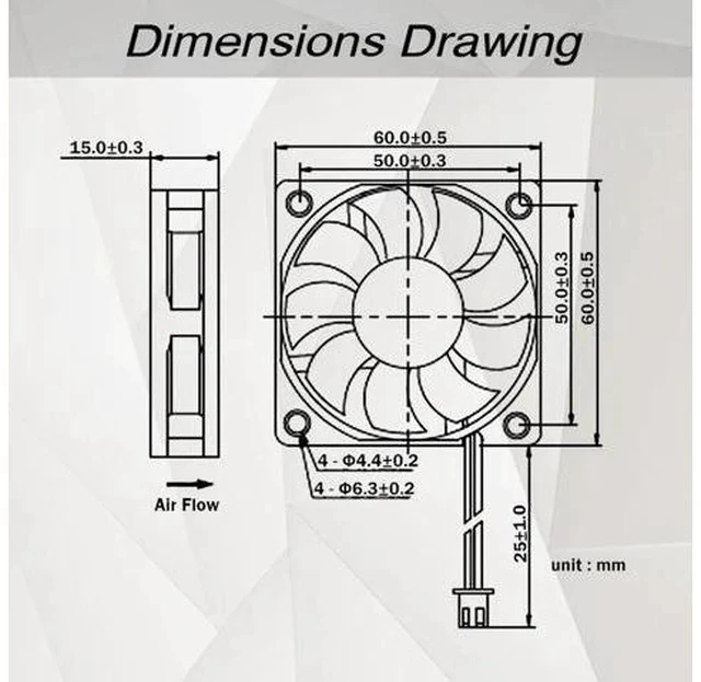 Alt view image 4 of 4 - 2 Pieces 60mm 6015 5V 12V 24V Brushless USB 2PIN 3PIN DC Cooler Fan 60x60x15mm 6015 6cm For Computer PC CPU Case Cooling